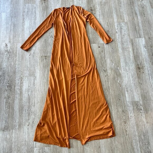 Fashion Nova Sweaters - Womens Fashion Nova Dark Orange Long Duster Cardigan - M